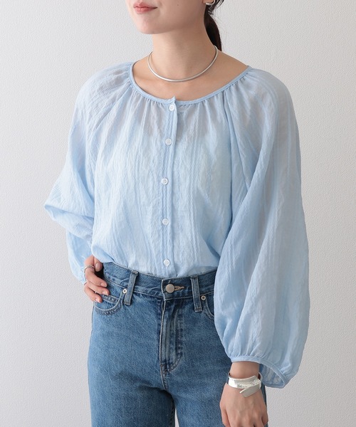 Lace Ladies(レースレディース)の「ストライプ 刺繍 ラウンドネック 長袖 ブラウス(シャツ/ブラウス・レディース・ブルー/アイボリー/ピンク/イエロー・FREE)」の5枚目の写真