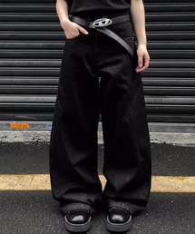 ルーズバギー ワイドブラックデニムパンツ WO25S12PT01【WB ORIGINALS】