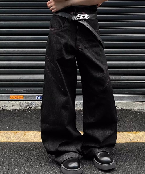 ルーズバギー ワイドブラックデニムパンツ WO25S12PT01【WB ORIGINALS