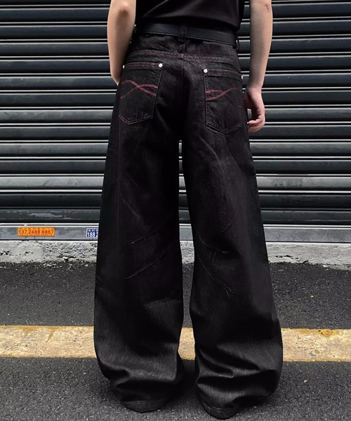 WESTBOY(ウエストボーイ)の「ルーズバギー ワイドブラックデニムパンツ WO25S12PT01【WB ORIGINALS】(デニムパンツ・メンズ・ブラック・M/L/XL)」の10枚目の写真