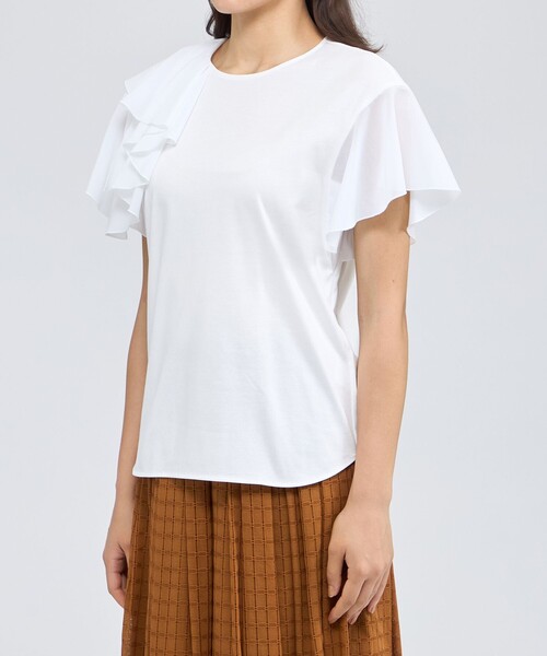 EPOCA(エポカ)の「シアーラッフルジャージー デザインカットソー(Tシャツ/カットソー・レディース・ブラック/グレー系その他/オフホワイト・40)」の10枚目の写真