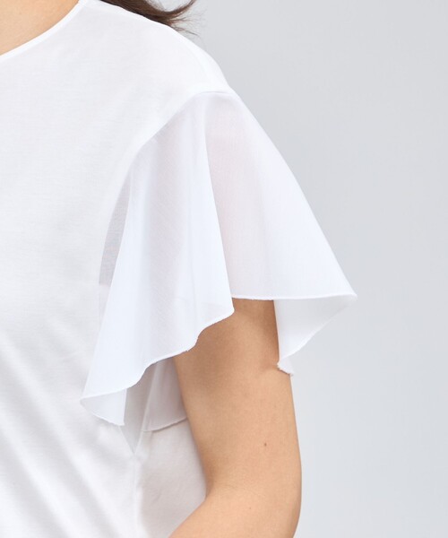EPOCA(エポカ)の「シアーラッフルジャージー デザインカットソー(Tシャツ/カットソー・レディース・ブラック/グレー系その他/オフホワイト・40)」の7枚目の写真