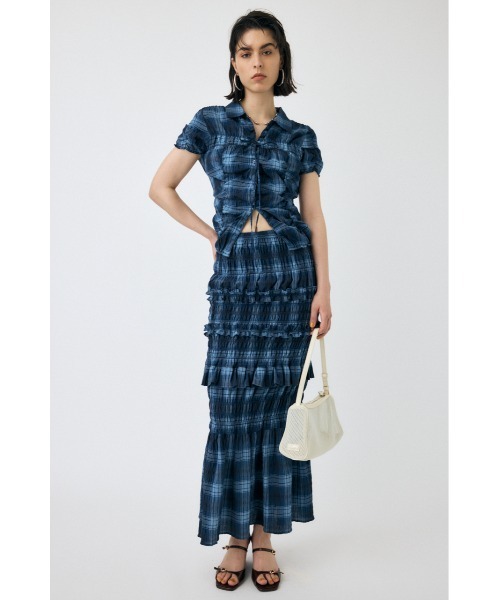 MOUSSY（マウジー）の「【セットアップ対応】SHIRRING LONG スカート（スカート・レディース・ブラック/ホワイト/ブルー系その他・1/2）」の8枚目の写真