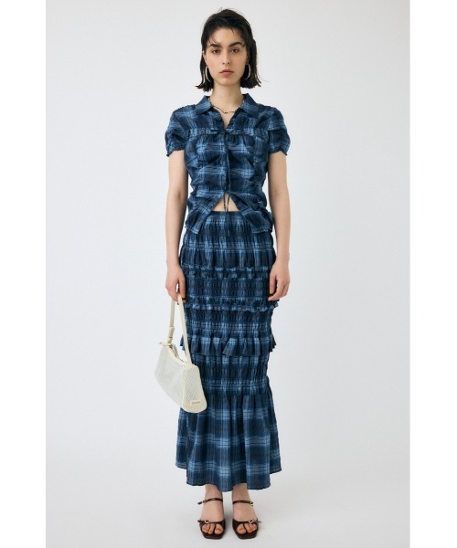 MOUSSY（マウジー）の「【セットアップ対応】SHIRRING LONG スカート（スカート・レディース・ブラック/ホワイト/ブルー系その他・1/2）」の10枚目の写真