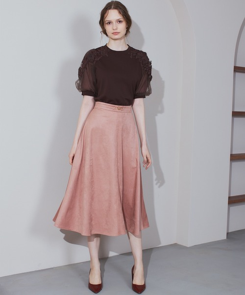 STRAWBERRY-FIELDS（ストロベリーフィールズ）の「ポーツポリー_チュール*レースバルーンスリーブニット（ニット/セーター・レディース・ブラウン/ベージュ・2）」の3枚目の写真