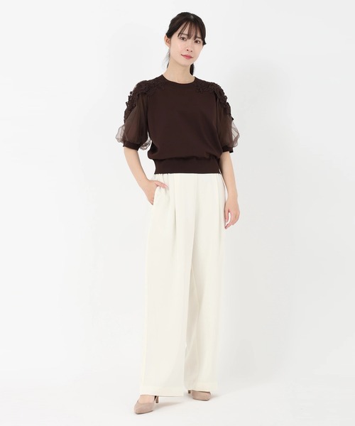 STRAWBERRY-FIELDS（ストロベリーフィールズ）の「ポーツポリー_チュール*レースバルーンスリーブニット（ニット/セーター・レディース・ブラウン/ベージュ・2）」の11枚目の写真