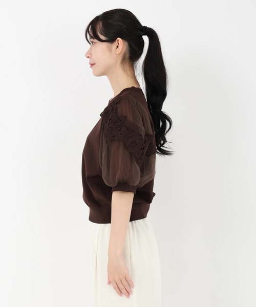 STRAWBERRY-FIELDS（ストロベリーフィールズ）の「ポーツポリー_チュール*レースバルーンスリーブニット（ニット/セーター・レディース・ブラウン/ベージュ・2）」の13枚目の写真