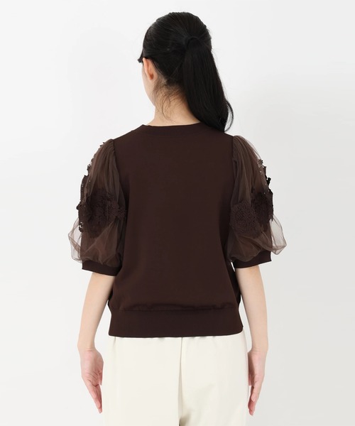 STRAWBERRY-FIELDS（ストロベリーフィールズ）の「ポーツポリー_チュール*レースバルーンスリーブニット（ニット/セーター・レディース・ブラウン/ベージュ・2）」の10枚目の写真