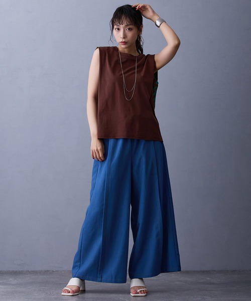 NICOLE white（ニコルホワイト）の「バック柄プリントスリーブレスTシャツ（Tシャツ/カットソー・レディース・ブラウン/ブラック/オフホワイト・FREE）」の6枚目の写真