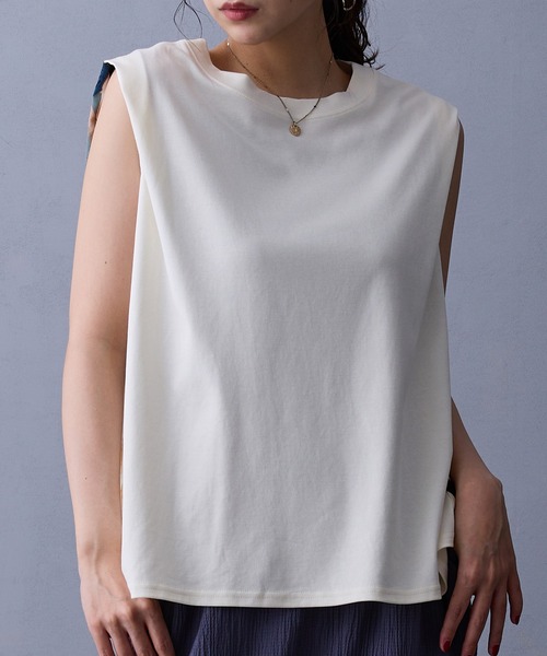 NICOLE white（ニコルホワイト）の「バック柄プリントスリーブレスTシャツ（Tシャツ/カットソー・レディース・ブラウン/ブラック/オフホワイト・FREE）」の16枚目の写真