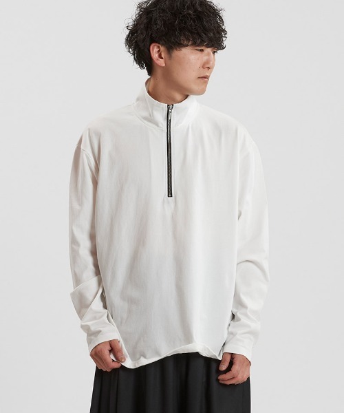 NO ID.（ノーアイディ）の「mlt5344-ﾊｰﾌZIP-BIG-PO プルオーバー（Tシャツ/カットソー・メンズ・ホワイト/グレー/ブラック・2/1）」の15枚目の写真