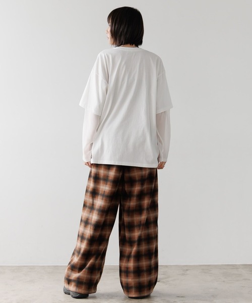 PBLIM(ページボーイリム)の「《UNISEX》シアーレイヤードキャットロンT(Tシャツ/カットソー・レディース・オフホワイト/チャコールグレー・FREE)」の8枚目の写真