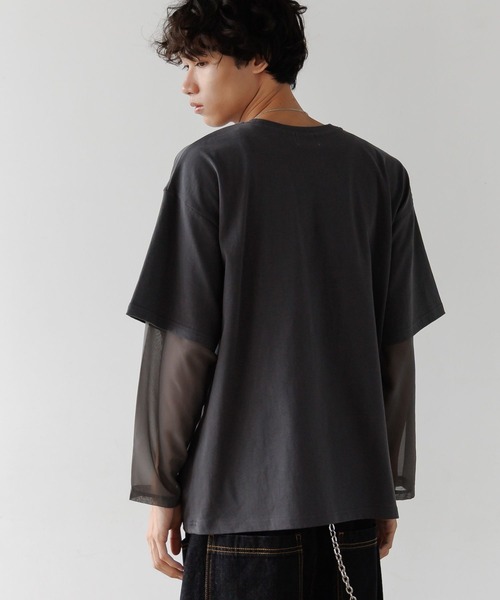 PBLIM(ページボーイリム)の「《UNISEX》シアーレイヤードキャットロンT(Tシャツ/カットソー・レディース・オフホワイト/チャコールグレー・FREE)」の10枚目の写真