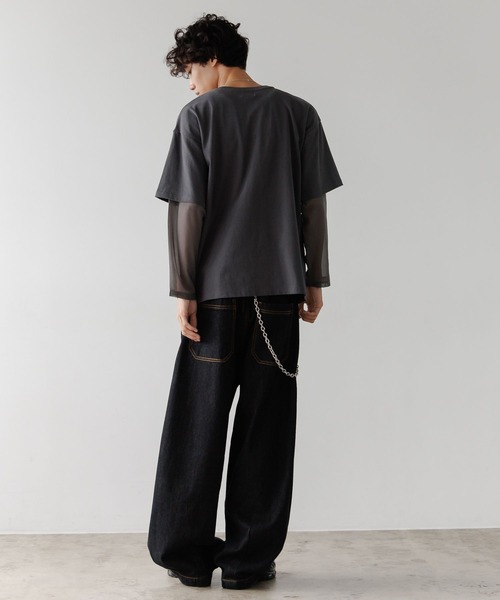PBLIM(ページボーイリム)の「《UNISEX》シアーレイヤードキャットロンT(Tシャツ/カットソー・レディース・オフホワイト/チャコールグレー・FREE)」の12枚目の写真