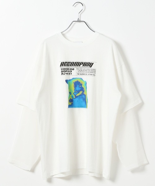 PBLIM(ページボーイリム)の「《UNISEX》シアーレイヤードキャットロンT(Tシャツ/カットソー・レディース・オフホワイト/チャコールグレー・FREE)」の14枚目の写真