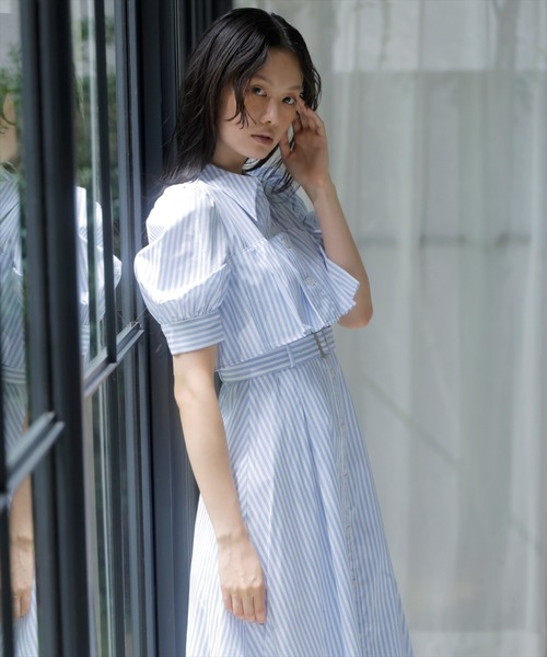 AND COUTURE（アンドクチュール）の「ビスチェ切替ストライプシャツ