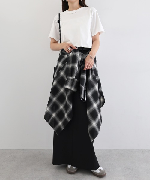 andme(アンドミー)の「2wayチェックシャツブラウス/キャミソールビスチェ(シャツ/ブラウス・レディース・ブラック/オフホワイト/ブラウン・FREE)」の5枚目の写真