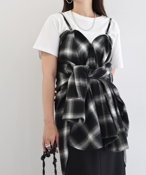 andme(アンドミー)の「2wayチェックシャツブラウス/キャミソールビスチェ(シャツ/ブラウス・レディース・ブラック/オフホワイト/ブラウン・FREE)」の17枚目の写真