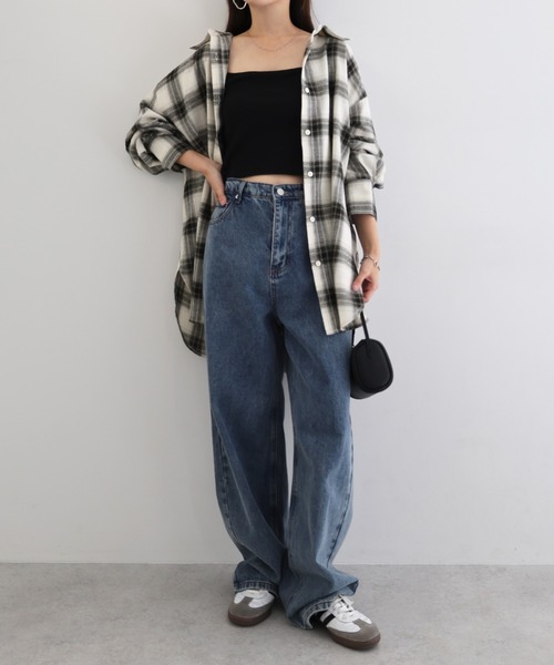 andme(アンドミー)の「2wayチェックシャツブラウス/キャミソールビスチェ(シャツ/ブラウス・レディース・ブラック/オフホワイト/ブラウン・FREE)」の12枚目の写真