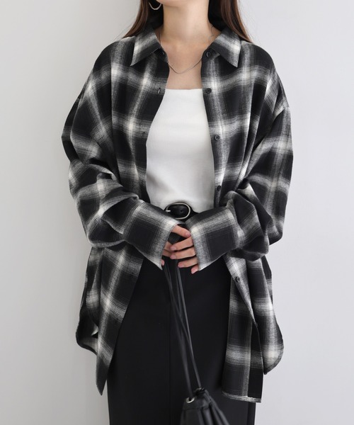 andme(アンドミー)の「2wayチェックシャツブラウス/キャミソールビスチェ(シャツ/ブラウス・レディース・ブラック/オフホワイト/ブラウン・FREE)」の20枚目の写真