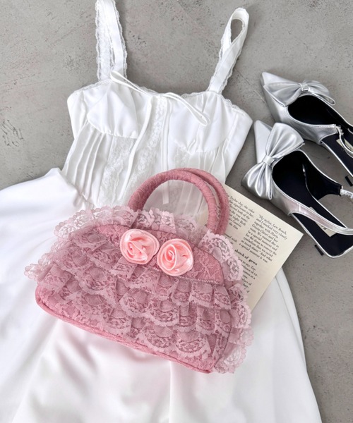 セール】【500mlボトル対応】ローズレースバッグ（ボストンバッグ