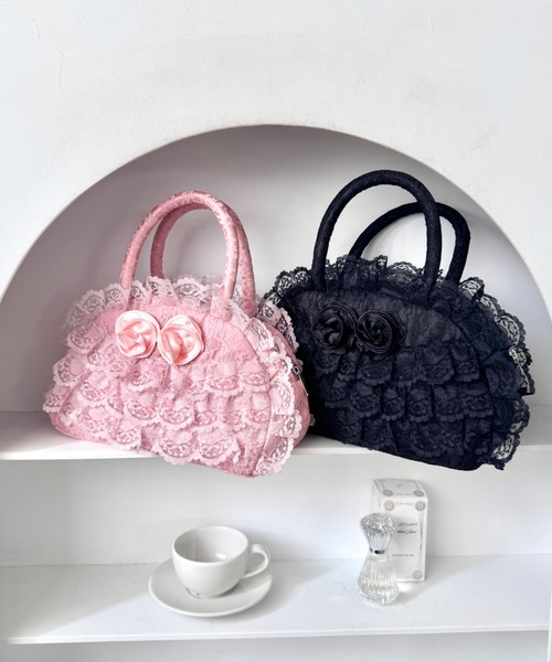 セール】【500mlボトル対応】ローズレースバッグ（ボストンバッグ