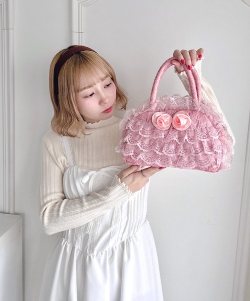 セール】【500mlボトル対応】ローズレースバッグ（ボストンバッグ