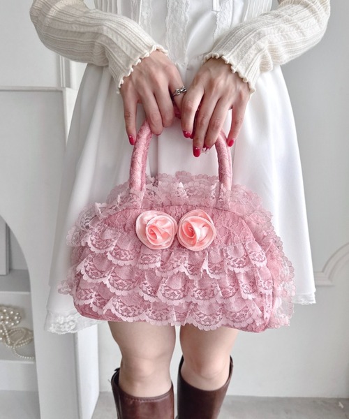 セール】【500mlボトル対応】ローズレースバッグ（ボストンバッグ