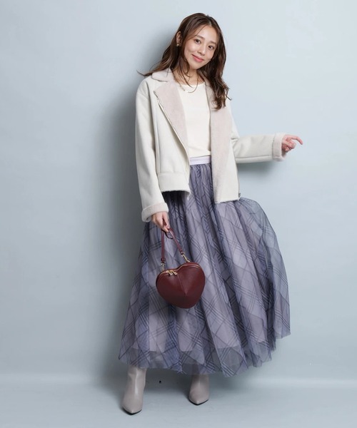 JUSGLITTY(ジャスグリッティー)の「シアーチェックスカート(スカート・レディース・ピンク系その他/ブラウン/ネイビー・2/1/0)」の10枚目の写真