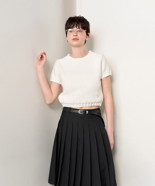 GENERAL IDEA（ジェネラルアイデア）の「GENERAL IDEA/ジェネラルアイディア bold cotton half knit 半袖ニット（ニット/セーター・レディース・ブルー/ホワイト/レッド・L/M/S）」の7枚目の写真