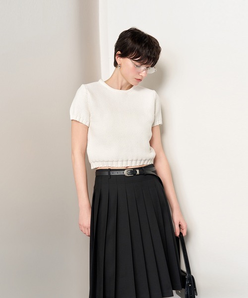 GENERAL IDEA（ジェネラルアイデア）の「GENERAL IDEA/ジェネラルアイディア bold cotton half knit 半袖ニット（ニット/セーター・レディース・ブルー/ホワイト/レッド・L/M/S）」の8枚目の写真