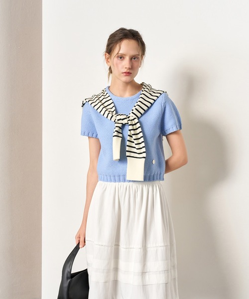 GENERAL IDEA（ジェネラルアイデア）の「GENERAL IDEA/ジェネラルアイディア bold cotton half knit 半袖ニット（ニット/セーター・レディース・ブルー/ホワイト/レッド・L/M/S）」の17枚目の写真