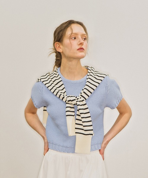 GENERAL IDEA（ジェネラルアイデア）の「GENERAL IDEA/ジェネラルアイディア bold cotton half knit 半袖ニット（ニット/セーター・レディース・ブルー/ホワイト/レッド・L/M/S）」の15枚目の写真