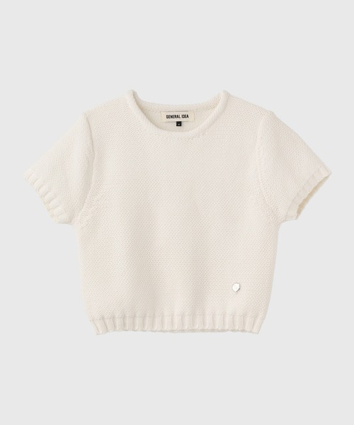 GENERAL IDEA（ジェネラルアイデア）の「GENERAL IDEA/ジェネラルアイディア bold cotton half knit 半袖ニット（ニット/セーター・レディース・ブルー/ホワイト/レッド・L/M/S）」の4枚目の写真
