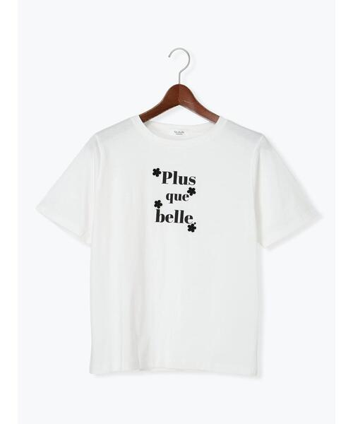 Te chichi TERRASSE(テチチテラス)の「フラワーモチーフプリントTシャツ(Tシャツ/カットソー・レディース・ブラック/オフホワイト/モカ・F)」の2枚目の写真