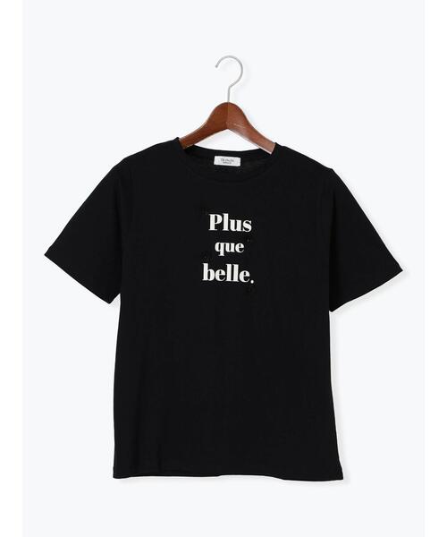Te chichi TERRASSE(テチチテラス)の「フラワーモチーフプリントTシャツ(Tシャツ/カットソー・レディース・ブラック/オフホワイト/モカ・F)」の1枚目の写真