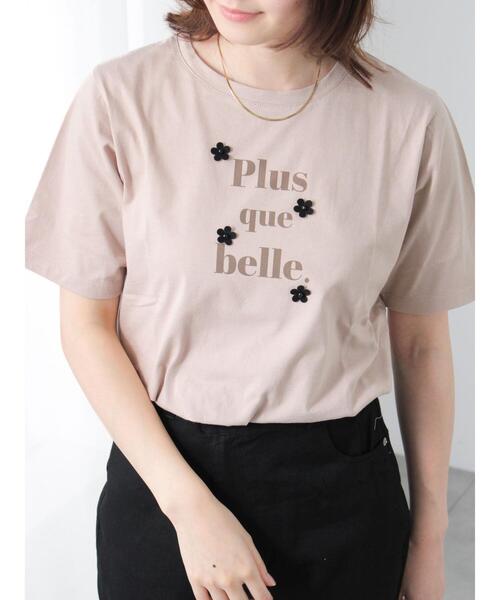 Te chichi TERRASSE(テチチテラス)の「フラワーモチーフプリントTシャツ(Tシャツ/カットソー・レディース・ブラック/オフホワイト/モカ・F)」の3枚目の写真