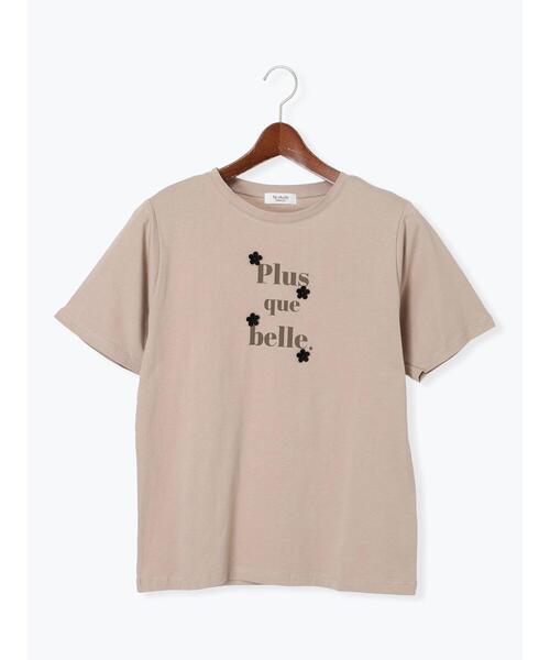 Te chichi TERRASSE(テチチテラス)の「フラワーモチーフプリントTシャツ(Tシャツ/カットソー・レディース・ブラック/オフホワイト/モカ・F)」の7枚目の写真
