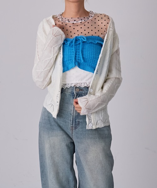 ちび セール】CM フロントシャーリングニットビスチェ（チューブトップ