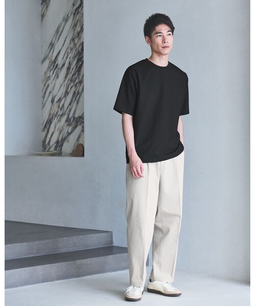 green label relaxing（グリーンレーベルリラクシング）の「KIVANC クルーネック Tシャツ -ストレッチ-（Tシャツ/カットソー・メンズ・ブラック/ベージュ/ナチュラル・S/L/XL/M）」の10枚目の写真