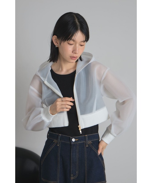 &. NOSTALGIA（アンドドットノスタルジア）の「シアーボンディングクロップドパーカー（パーカー・レディース・ブラック/ホワイト・M）」の13枚目の写真