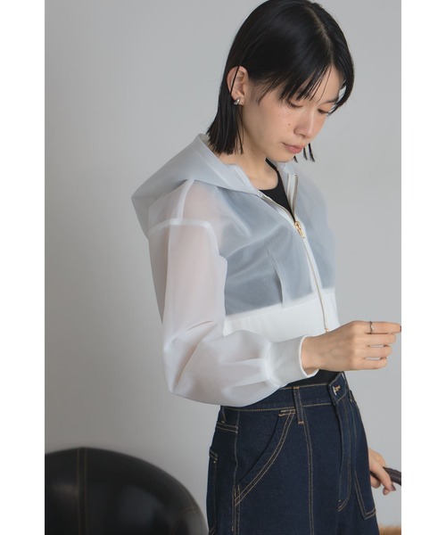 &. NOSTALGIA（アンドドットノスタルジア）の「シアーボンディングクロップドパーカー（パーカー・レディース・ブラック/ホワイト・M）」の14枚目の写真