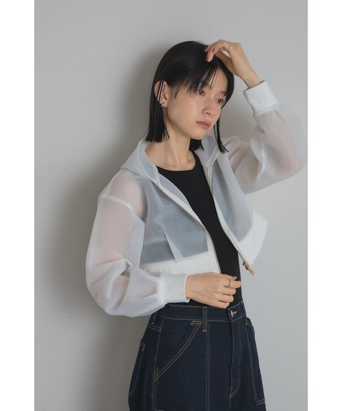 &. NOSTALGIA（アンドドットノスタルジア）の「シアーボンディングクロップドパーカー（パーカー・レディース・ブラック/ホワイト・M）」の16枚目の写真