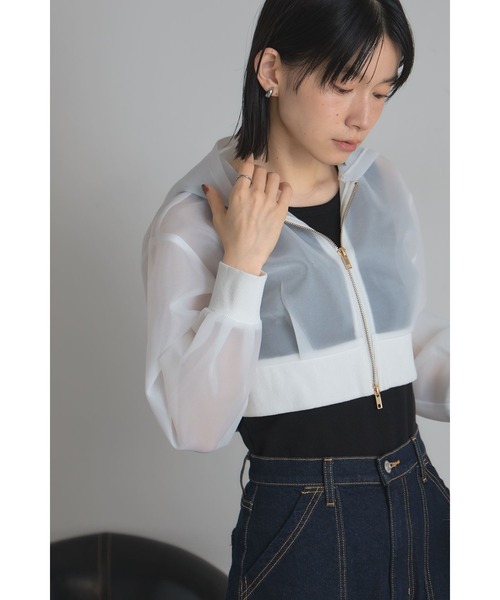 &. NOSTALGIA（アンドドットノスタルジア）の「シアーボンディングクロップドパーカー（パーカー・レディース・ブラック/ホワイト・M）」の17枚目の写真