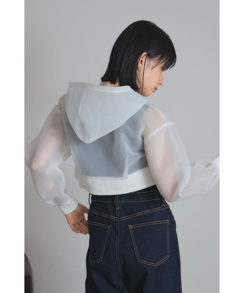 &. NOSTALGIA（アンドドットノスタルジア）の「シアーボンディングクロップドパーカー（パーカー・レディース・ブラック/ホワイト・M）」の19枚目の写真