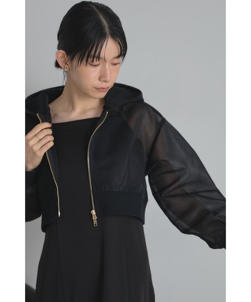 &. NOSTALGIA（アンドドットノスタルジア）の「シアーボンディングクロップドパーカー（パーカー・レディース・ブラック/ホワイト・M）」の20枚目の写真