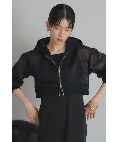 &. NOSTALGIA（アンドドットノスタルジア）の「シアーボンディングクロップドパーカー（パーカー・レディース・ブラック/ホワイト・M）」の22枚目の写真