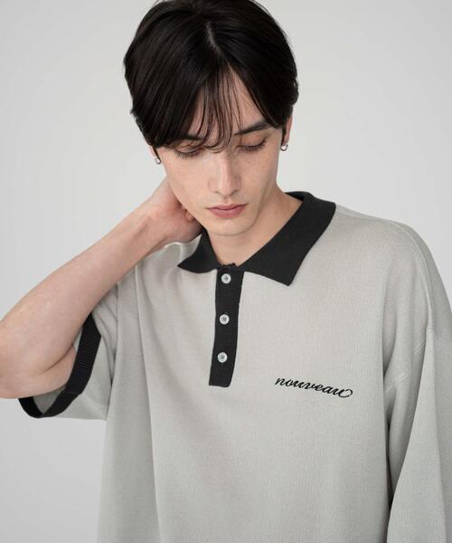 BROWNY(ブラウニー)の「BROWNY/ワンポイントニットポロシャツ(ニット/セーター・メンズ・ブラック/ライトグレー・MEDIUM/LARGE)」の1枚目の写真