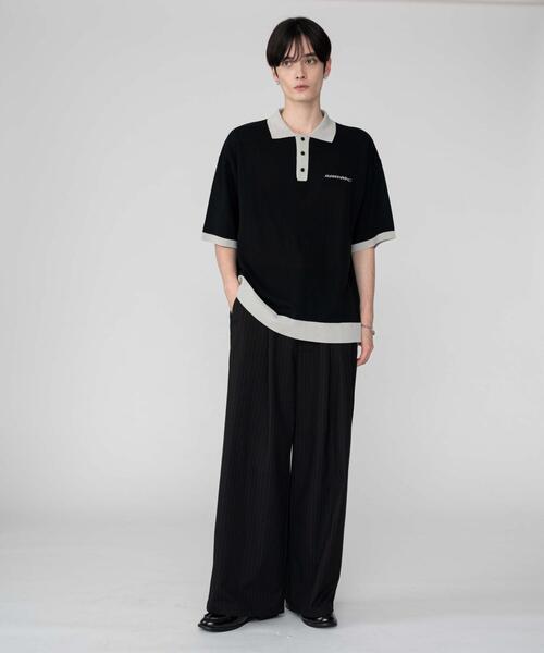 BROWNY(ブラウニー)の「BROWNY/ワンポイントニットポロシャツ(ニット/セーター・メンズ・ブラック/ライトグレー・MEDIUM/LARGE)」の4枚目の写真
