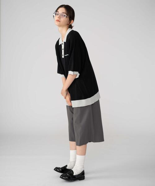 BROWNY(ブラウニー)の「BROWNY/ワンポイントニットポロシャツ(ニット/セーター・メンズ・ブラック/ライトグレー・MEDIUM/LARGE)」の5枚目の写真